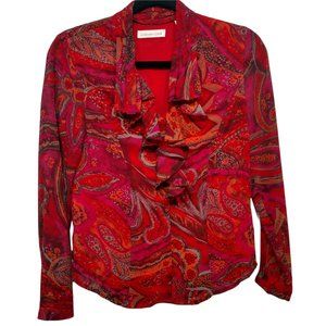 Coldwater Creek Paisley Ruffle Shirt Top Size PXS